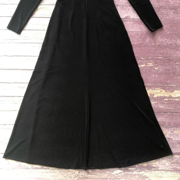 Tadashi Vintage Velvet Long Sleeved Maxi Dress Rhinestone Y2K 90s - Picture 9 of 13